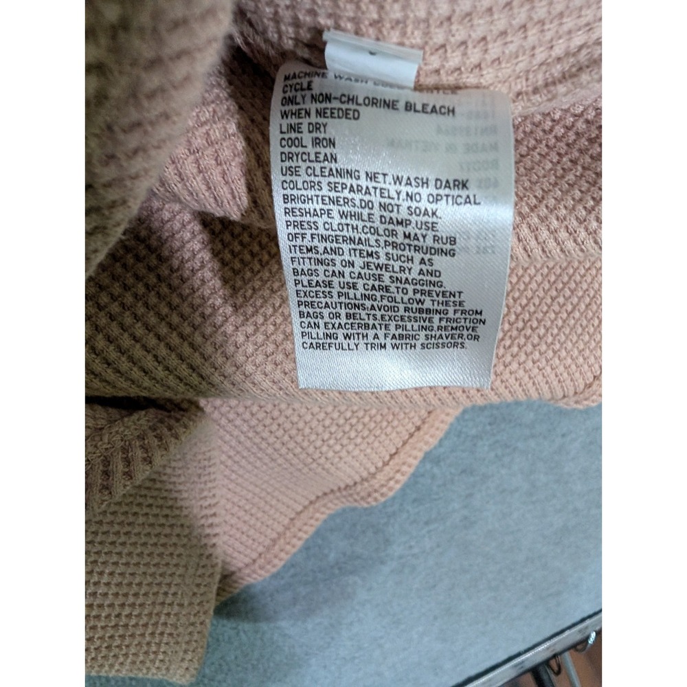 Uniqlo Waffle Knit Thermal Shirt Womens Small Beige Long Sleeve Casual - Picture 4 of 9